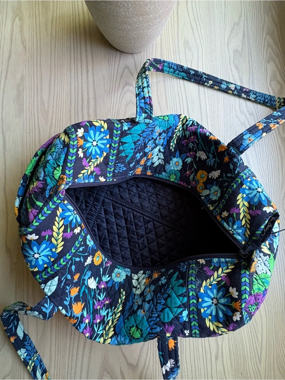 Vera Bradley Quilted Floral Duffel in Navy, Turquoise, Green, Purple